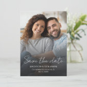 Einfache Elegante Moderne Foto QR Code Hochzeit Save The Date (Stehend Vorderseite)