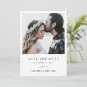 Einfache Elegante Moderne Foto Save the Date Karte (Stehend Vorderseite)