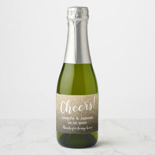 Einfache Elegante Moderne Glitzer Party Cheers Wed Schaumweinetikett
