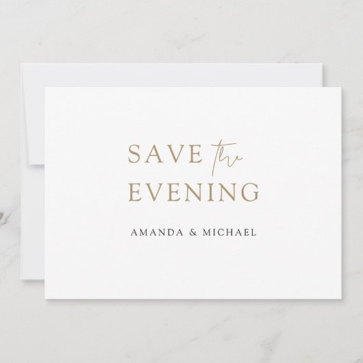 Einfache Elegante Moderne Gold Rettete den Abend Save The Date (Vorderseite)