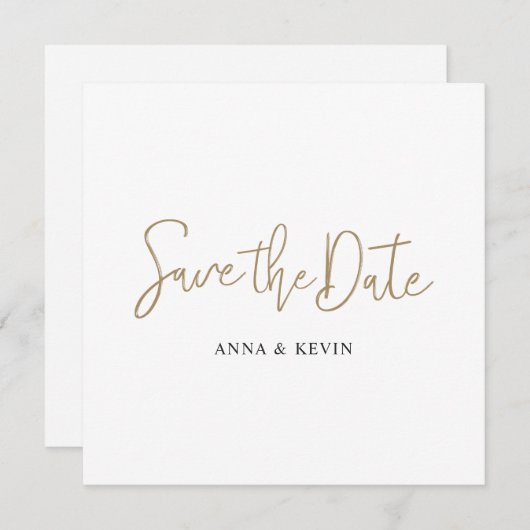 Einfache Elegante Moderne Gold Script Custom Weddi Save The Date (Vorne/Hinten)