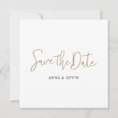Einfache Elegante Moderne Gold Script Custom Weddi Save The Date (Vorderseite)