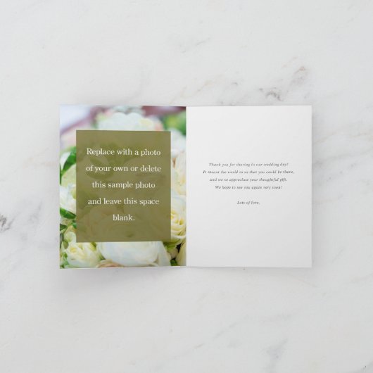 Einfache Elegante Moderne Gold Script Foto Hochzei Dankeskarte (Innenseite)