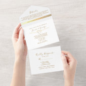 Einfache Elegante Moderne Gold Script Hochzeit All In One Einladung (Abreißen)