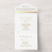 Einfache Elegante Moderne Gold Script Hochzeit All In One Einladung (Innen Boden)