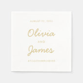 Einfache Elegante Moderne Gold Script Wedding Hash Serviette (Vorderseite)