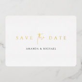 Einfache Elegante Moderne GoldWedding rettet das D Folieneinladung (Vorderseite)