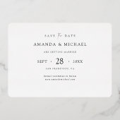 Einfache Elegante Moderne GoldWedding rettet das D Folieneinladung (Rückseite)