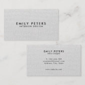 Einfache Elegante Moderne Gray Linen Beruflich Visitenkarte (Vorne/Hinten)