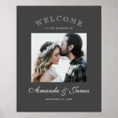 Einfache Elegante Moderne Gray Wedding Willkommen Poster (Vorne)