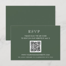 Einfache Elegante Moderne Grüne Hochzeit QR CODE RSVP Karte