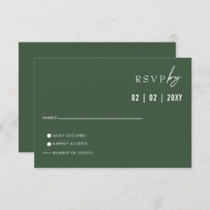 Einfache Elegante Moderne Grüne Hochzeit RSVP Karte