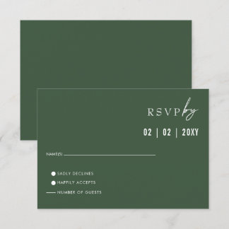 Einfache Elegante Moderne Grüne Hochzeit RSVP Karte