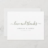 Einfache Elegante Moderne Grüne Skripthochzeit Dankeskarte (Vorne/Hinten)