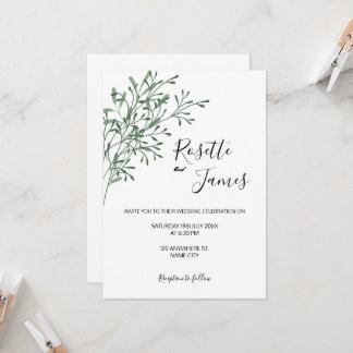 Einfache elegante moderne Grünzeug-Hochzeitseinlad Einladung