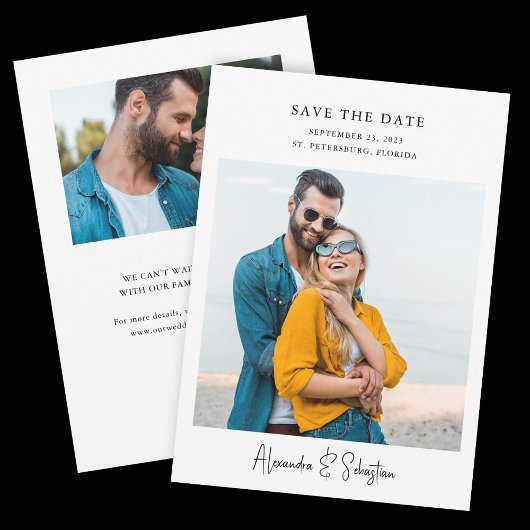 Einfache Elegante Moderne Handschrift 2 Fotos Save The Date