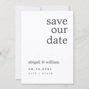 Einfache Elegante moderne Hochzeit ohne Foto Save The Date