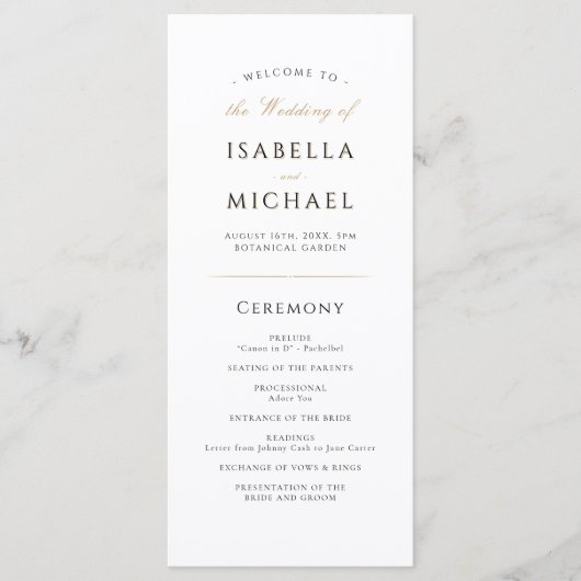 Einfache Elegante Moderne Hochzeit Programm (Vorderseite)