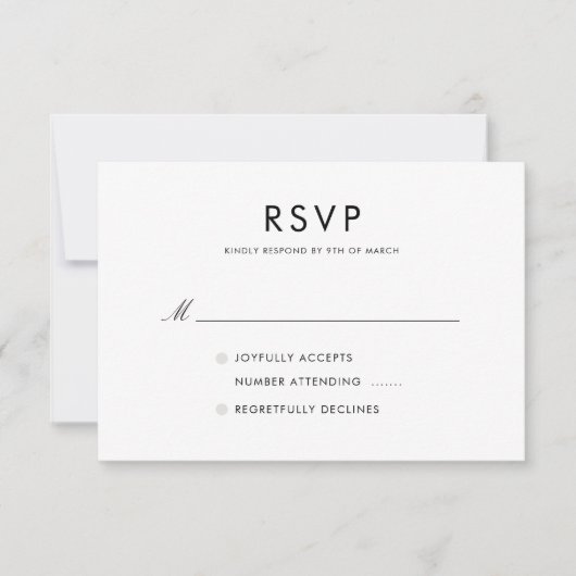 Einfache Elegante Moderne Hochzeit RSVP Custom (Vorderseite)