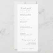 Einfache Elegante Moderne Hochzeitsfeier Programm (Rückseite)