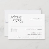 Einfache elegante moderne Hochzeitsmahlzeit RSVP Karte (Vorderseite)
