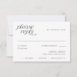 Einfache elegante moderne Hochzeitsmahlzeit RSVP Karte
