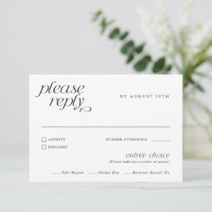 Einfache elegante moderne Hochzeitsmahlzeit Wahl RSVP Karte