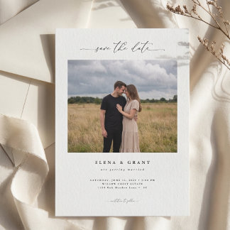 Einfache elegante moderne Kalligrafie-Foto-Hochzei Save The Date