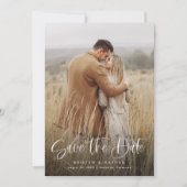 Einfache Elegante Moderne Kalligrafie Script QR Co Save The Date (Vorderseite)