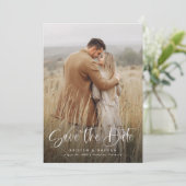 Einfache Elegante Moderne Kalligrafie Script QR Co Save The Date (Stehend Vorderseite)