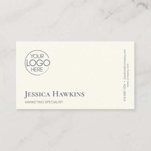 Einfache Elegante Moderne Logo Dusty Blue Beruflic Visitenkarte (Vorderseite)