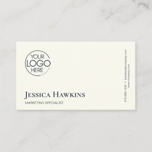 Einfache Elegante Moderne Logos Navy Blue Beruflic Visitenkarte (Vorderseite)