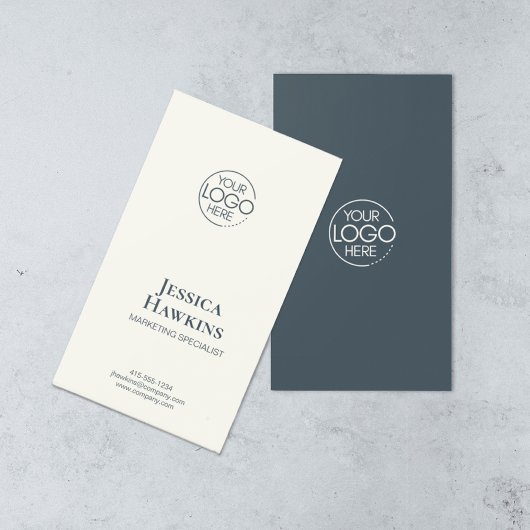 Einfache Elegante Moderne Logos Navy Blue Beruflic Visitenkarte