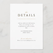 Einfache Elegante Moderne Luxe Hochzeitsdetails Begleitkarte (Vorderseite)