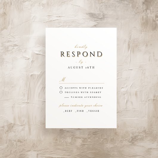 Einfache Elegante Moderne Luxus Hochzeit RSVP Karte