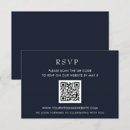 Einfache Elegante Moderne Marine Hochzeit QR CODE RSVP Karte