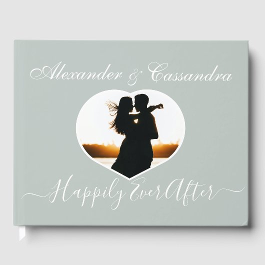 Einfache Elegante moderne Minimal Eukalyptus Green Gästebuch (Vorderseite)