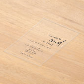 Einfache, elegante, moderne, minimalistische Hochz Acryleinladungen (Ablage )