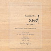 Einfache, elegante, moderne, minimalistische Hochz Acryleinladungen (Vorderseite)