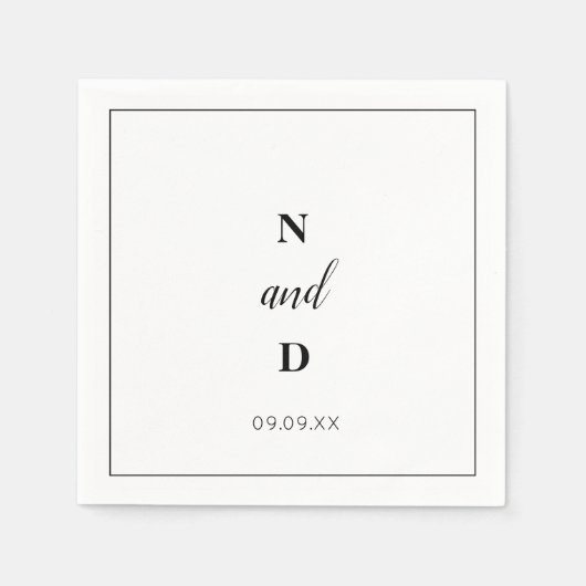 Einfache Elegante moderne, minimalistische Hochzei Serviette (Vorderseite)