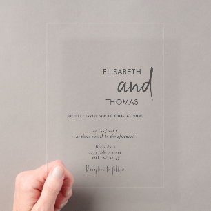 Einfache elegante moderne minimalistische Hochzeit Acryleinladungen