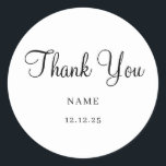 Einfache Elegante Moderne Minimalistische Hochzeit Runder Aufkleber<br><div class="desc">Einfache Elegante Moderne Minimalistisch Wedding Classic Diese eleganten Hochzeitsaufkleber oder Brautparty-Aufkleber sind einfach und minimalistisch, aber sehr stilvoll dank der modernen handschriftlichen Schrift, die danke, und die saubere Anordnung. Modernes Minimalistisches Wedding Classic, Hochzeit oder Brautparty, stilvolle und schicke, einfache, handgeschriebene Schrift Typografie, danke, modern und minimalistisch, elegant, elegant, minimalistisch, Babydusche...</div>