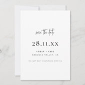Einfache Elegante Moderne, Minimalistische Weiße H Save The Date (Vorderseite)