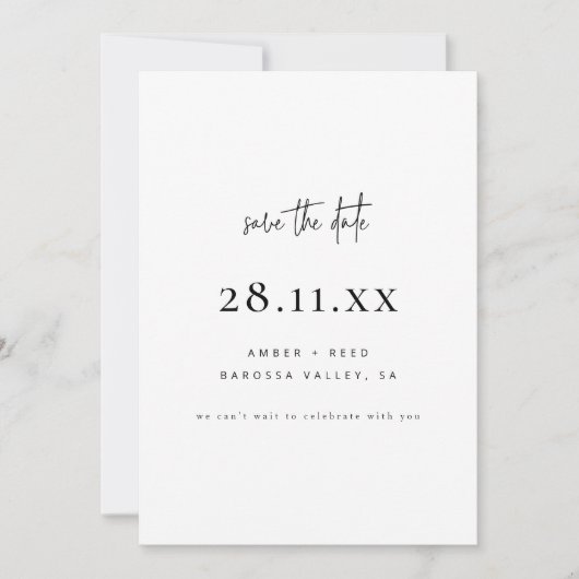 Einfache Elegante Moderne, Minimalistische Weiße H Save The Date (Vorderseite)