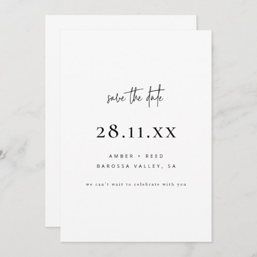 Einfache Elegante Moderne, Minimalistische Weiße H Save The Date (Vorne/Hinten)