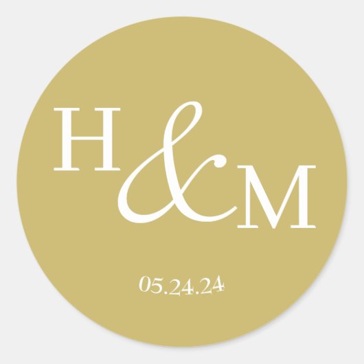 Einfache Elegante Moderne Mit Monogramm Hochzeit Runder Aufkleber (Vorderseite)