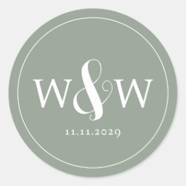 Einfache Elegante Moderne Mit Monogramm Hochzeit Runder Aufkleber