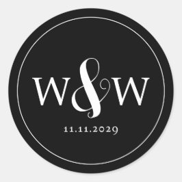 Einfache Elegante Moderne Mit Monogramm Hochzeit Runder Aufkleber