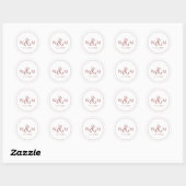 Einfache Elegante Moderne Mit Monogramm Hochzeit Runder Aufkleber (Blatt)