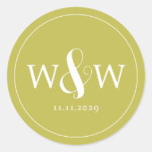 Einfache Elegante Moderne Mit Monogramm Hochzeit Runder Aufkleber (Vorderseite)